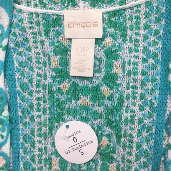 NWT Chico's Tile Cardigan Sweater Blue Green - Picture 4 of 8
